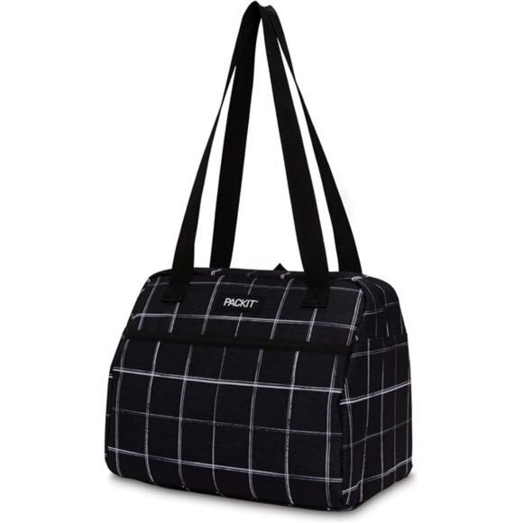 Freezable Insulated Lunch Bag with Shoulder Strap Reusable Cooler Tote Black - Picture 1 of 7